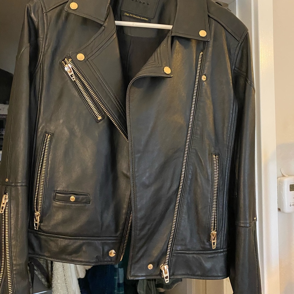 BLANK NYC LEATHER JACKET black and gold size M